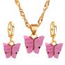 Women Jewelry Acrylic Alloy Charms Butterfly Pendant Necklace