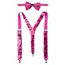 Women Shiny Elastic Y Shape Braces Shoulder Straps 4 Colors Adjustable Pant Suspenders with Bow Tie for Cosplay Party