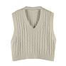 Women Solid Color Vest Sweater Casual V Neck Sleeveless Autumn Knitted Pullover Korean Style Pullover Loose Tops