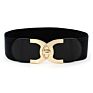 Women Waistband Elastic Ladies Double Buckle Elastic Dress Wide Belt