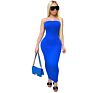 Women's Basic Sleeveless Tube Top Strapless Bodycon Midi Club Dress