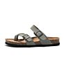 Women's Customized Printing Solid Color Cork Footbed Slide Beach Sandal Adjustable Buckle Double Strap Flat Women Slipper