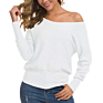 Women's off Shoulder Sweater Long Sleeve Loose Pullover Knit Jumper