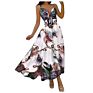 Women's Polyester Skirt Dress V-Neck Dress Printed Stitching Strap for Femme Mujer Female