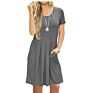 Women's Short-Sleeved Pleated Loose Skirt Casual Dress