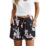 Womens Shorts Leopard Pants Casual High Waisted Drawstring Pocketed Short Shorts