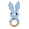 Wooden Ring Crochet Bunny Bear Fox Elephant Deer Giraffe Animal Crochet Rattle Teething Toy