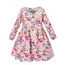 Woven Cotton Floral Print Kids Girls Dress Autumn Long Sleeve O-Neck Girls Wear Clothing