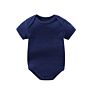 Yiwu 0-24M 100% Organic Cotton Plain Infant Newborn Baby Pink Blue White Unisex Rompers Short Sleeve Jumpsuit