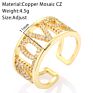 Yiwu Enamel Ice Out Diamond Square Love Moon Rings Gold Rings for Women Lovers Mom