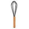10 Inch Manual Balloon Wire Egg Beater Egg Frother Blending Silicone Whisking Whisk with Wooden Handle