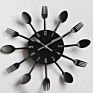 12Inch Art Fork and Spoon Design Tableware Kitchen Metal Decorative Wall Clock
