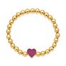 18K Real Gold Plated 6Mm Brass round Beads Personalized Diy Enamel Heart Charm Bracelet for Women Girls