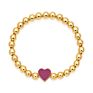 18K Real Gold Plated 6Mm Brass round Beads Personalized Diy Enamel Heart Charm Bracelet for Women Girls