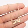1980- Birth Year Number Stainless Steel Pendant Necklace for Women and Men