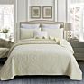 3 Pcs Machine Washable American Style Solid Color Embroidery Cotton Quilts Bedding Sets Quilt for , Own Use