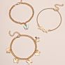 Acrylic Butterfly Pendant Anklet Bracelet Gold Letter Pink Anklet 3-Piece Set Women Jewelry