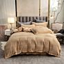 American Style Fleece Light Gray Velvet 4Pcs Bed Set