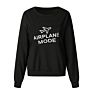 Autumn and Loose Oversized Long Sleeves Women's Hoodies Letter Pattern Printed Crewneck Sweatshirt