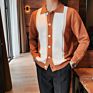 Autumn Fluffy Knitted Top Men's Sweater Solid Color Long Sleeve Warm Lapel Cardigan Coat