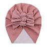Autumn Soft Warm Beanies Photography Props Infant Headwraps Baby Hats Solid Faux Cashmere Hat Turban with Bows