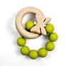 Baby Teething Toys Rattle Soft Bpa Free Cartoon Wood Baby Teether Ring Kids Food Grade Silicone Teether
