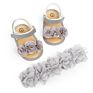 Barefoot Newborn Infant Shoes Toddler Flowers Prewalker Headband Kids Pu Soft Sole First Walker Baby Girls Sandals Floral