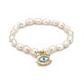 Baroque Freshwater Pearl Beads Cz Evil Eyes Charm Bracelet Gold Plating Full Zirconia Hand Eyes Pearl Bracelet