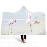 Beautiful Energetic Pink Flamingo Print Lightweight Fluffy Plush Animal Hooded Blanket Kids