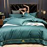 Beauty Luxury Wedding Embroidery Solid Color Bridal Bed Sheet 100% Cotton King Size 4 Pcs Satin Red Bedspreads Bedding Set