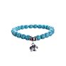 Bird Owl Elephant Pendant Simulated Turquoise Beaded Bracelet Cross Charm Natural Turkey Turquoise Stone Bracelet