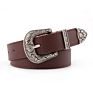 Black Leather Women Metal Heart Buckle Waist Vintage Western Carved Ladies Belt Waistband Cinturon Mujer