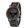 Bobo Bird Black Wood Watch Stainless Steel Auto Date Watches for Men