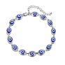 Boho 18K Gold Plated Lucky Evil Eyes Bracelet 7.5 Inch Blue Evil Eyes Charm Bracelet for Girls