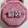 Brass Square round Geometric Bride Earrings Wedding Pink Diamond Cz Zircon Heart Stud Earrings for Women
