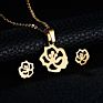 Bridal Gold Stainless Steel Fish Bone Wing Horse Flower Pendant Necklace Earrings Jewelry Set for Women