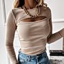Casual Hollowed Out Crop Long Sleeve Tops for Women