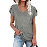 Casual Women's V-Neck Short-Sleeved Plain T-Shirt Ladies Top