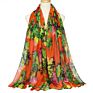 Cenrui Popular Maple Leaves Printing Colorful Travel Pearl Chiffon Scarf for Women