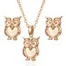 Charm Unique Lady Gift Gold Butterfly Owl Pearl Necklace Earrings Jewelry Set for Women