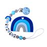 Chewable Rainbow Teether Toy and Silicone Letter Rainbow Dummy Nipple Holder Chain Baby Teething Set