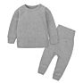 Children Pajamas Kids Plain Color Ribbed Cotton Pajamas Sets Kids Long Sleeves Sleepwear