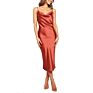 Classic Pink Green Golden Purple Long Slip Dress V-Neck Woman Girls Ladies Elegant Cool Soft Maxi Slip Dress