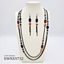 Coloful Crystal Beaded Vintage Antique Bronze Womens Tassel Multilayer Necklace Set