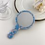 Color Cellulose Acetate round Single Side Handle Cosmetic Mirror Girls Gift Portable Makeup Mirror