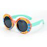 Colorful Retro Cartoon Silicone round Kids Polarized Sunglasses with Strip