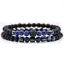 Couple Jewelry Set 8Mm Pave Cz Ball Black Hematite 6Mm Natural Onyx Stone Stretch Beads Bracelet