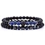 Couple Jewelry Set 8Mm Pave Cz Ball Black Hematite 6Mm Natural Onyx Stone Stretch Beads Bracelet