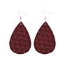 Creative Handmade Light Weight Flower Print Teardrop Earrings Leather Earrings for Women Party Wedding Jewelry