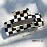 Cross-Border French Irregular Acetate Hair Claw Clip Black and White Board Checkered Large Shark Hair Clip for Women